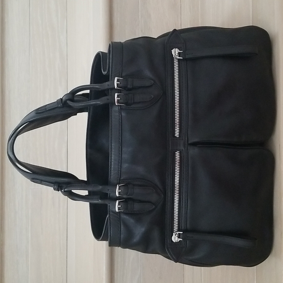 Tumi Buttery Soft Napa Leather Satchel in Black and Silver - Picture 1 of 11